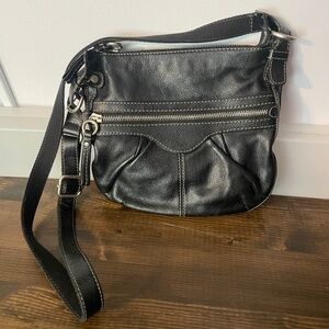 Fossil black leather crossbody bag purse